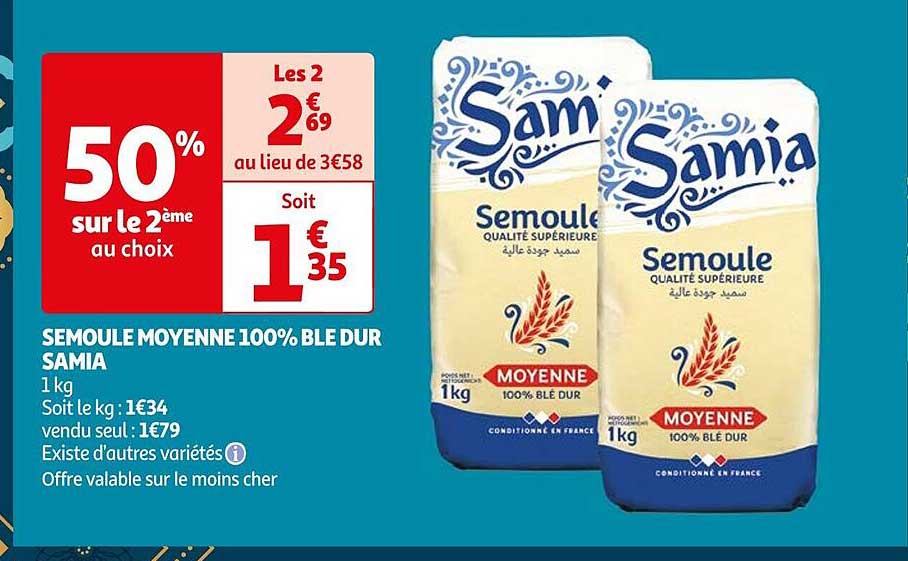 Semoule Moyenne 100% Blé Dur Samia