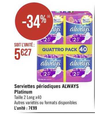 serviettes périodiques always platinum