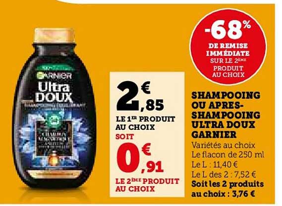 shampooing ou après-shampooing ultra doux garnier