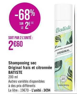 Shampooing Sec Original Frais Et Citronnée Batiste