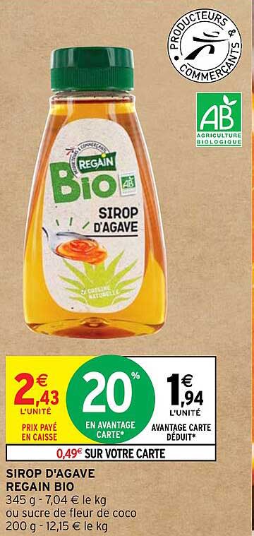 sirop d'agave regain bio