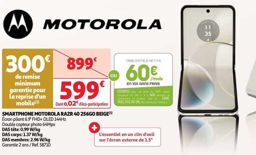 smartphone motorola razr 40 256go beige