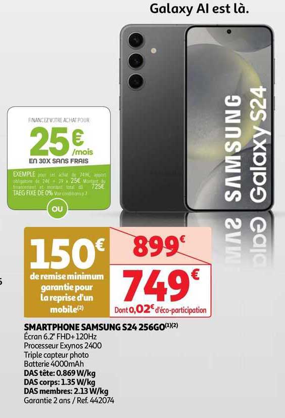 smartphone samsung s24 256go