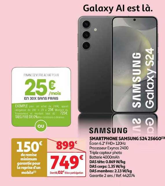 smartphone samsung s24 256go