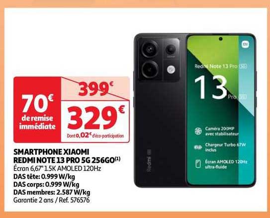 smartphone xiaomi redmi note 13 pro 5g 256go