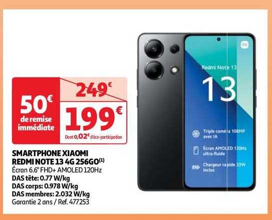 smartphone xiaomi redminote 13 4g 256go