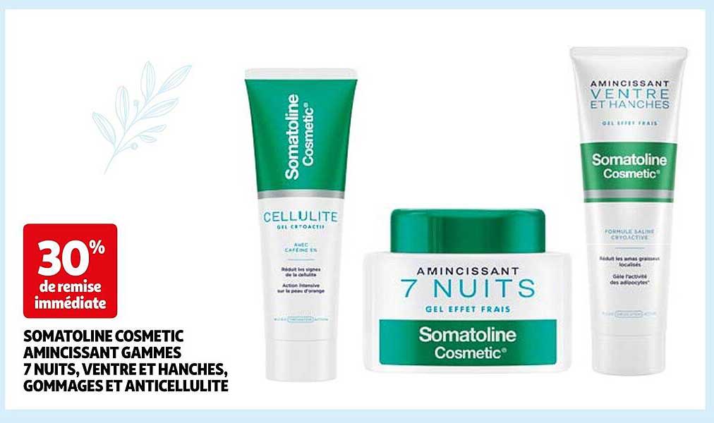 somatoline cosmetic amincissant gammes 7 nuits, ventre et hanches, gommages et anticellulite