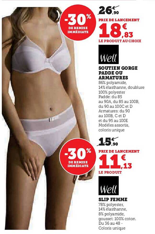 soutien gorge padde ou armatures ou slip femme