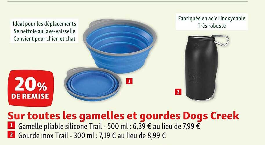 sur toutes les gamelles et gourdes dogs creek