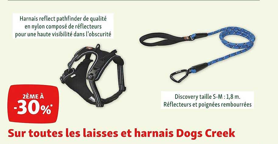 sur toutes les laisses et harnais dogs creek
