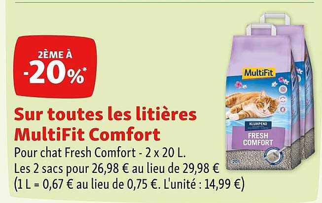 sur toutes les litières multifit comfort