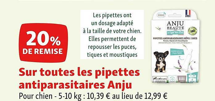 sur toutes les pipettes antiparasitaires anju