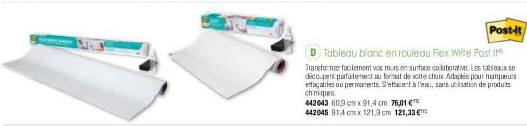 tableau blanc en rouleau flex write post it