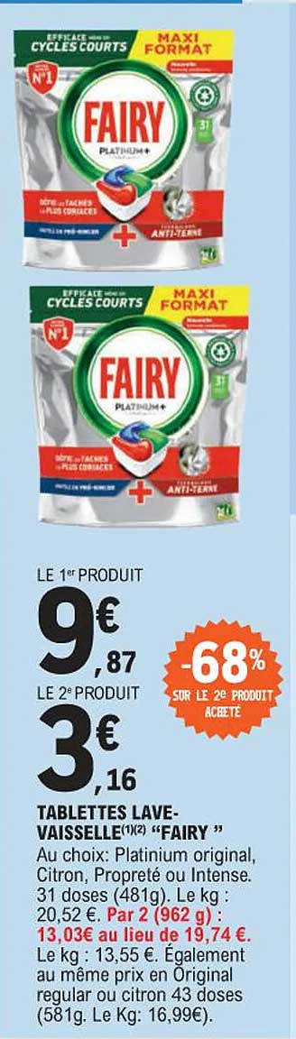 tablettes lave-vaisselle "fairy"