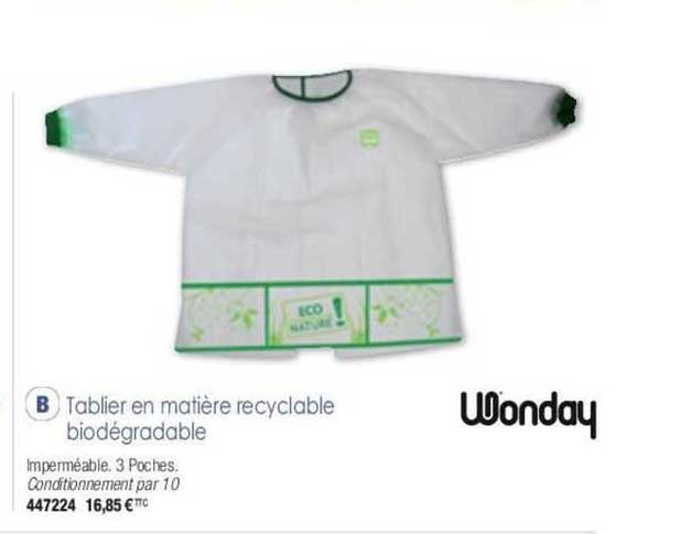tablier en matière recyclable biodégradable wonday