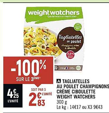 tagliatelles au poulet champignons crème ciboulette weight watchers