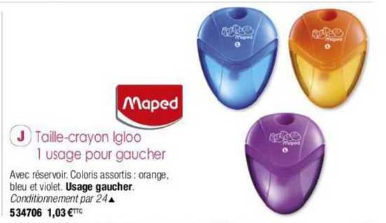 taille-crayon igloo 1 usage pour gaucher maped