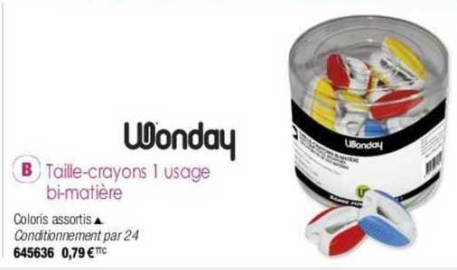 taille-crayons 1 usage bi-matière wonday