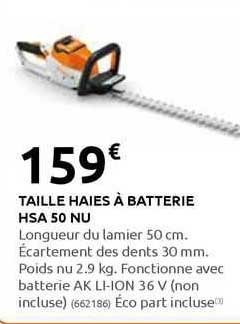 taille haies à batterie hsa 50 nu