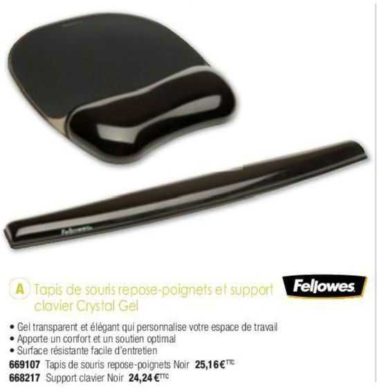 tapis de souris repose poignets et support clavier crystal gel