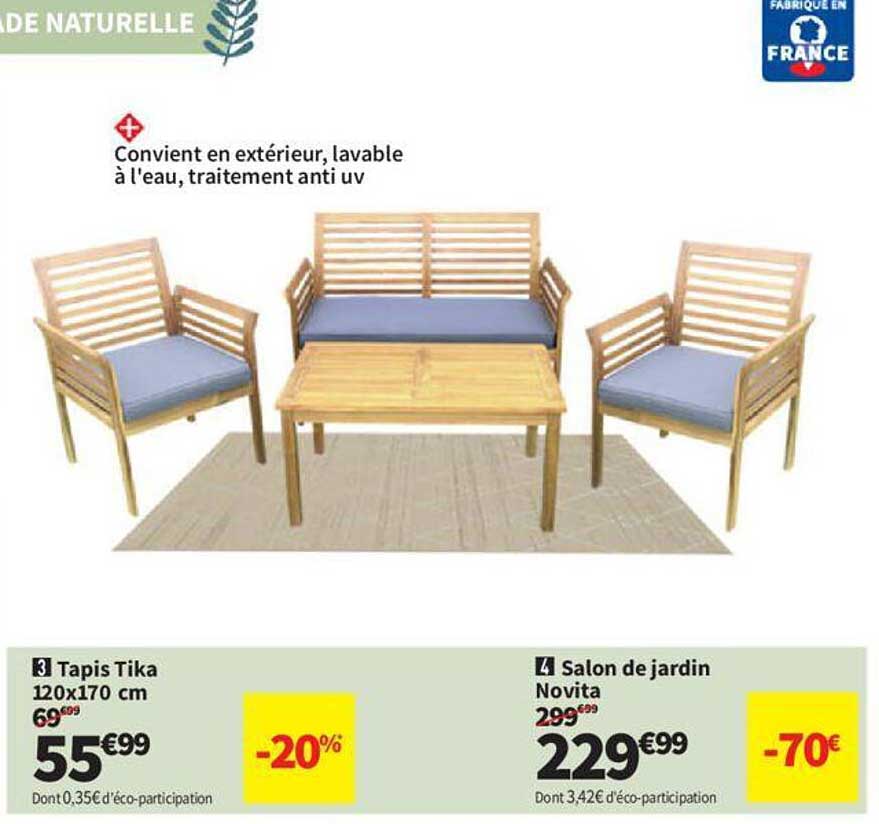 tapis tika 120 x 170 cm, salon de jardin novita