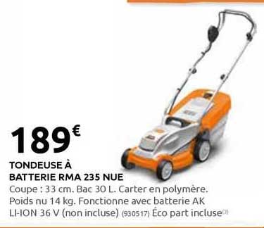 tondeuse à batterie rma 235 nue