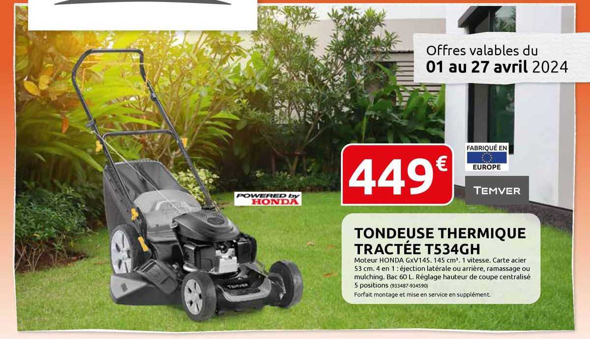 Tondeuse Thermique Tractée T534gh Temver