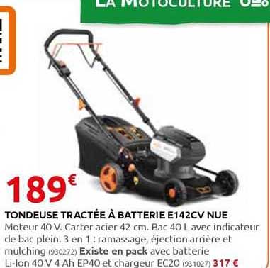 tondeuse tractée à batterie e142cv nue