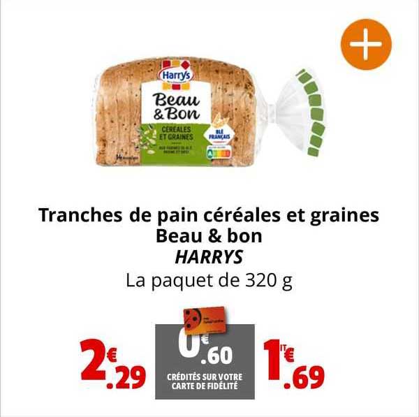 tranches de pain céréales et graines beau & bon harrys