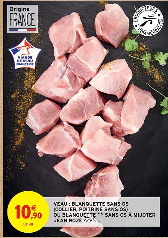 veau : blanquette sans os (collier, poitrine sans os) ou blanquette sans os à mijoter jean rozé