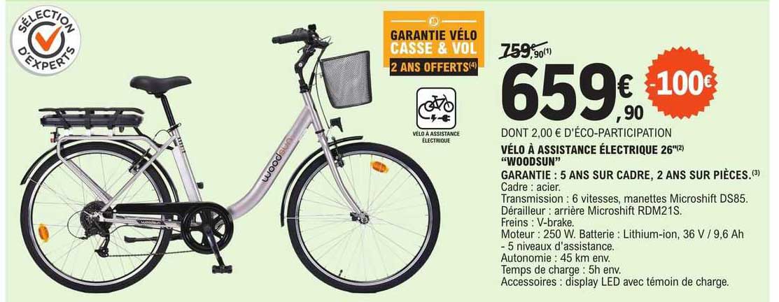 vélo à assistance électrique 26" "woodsun"