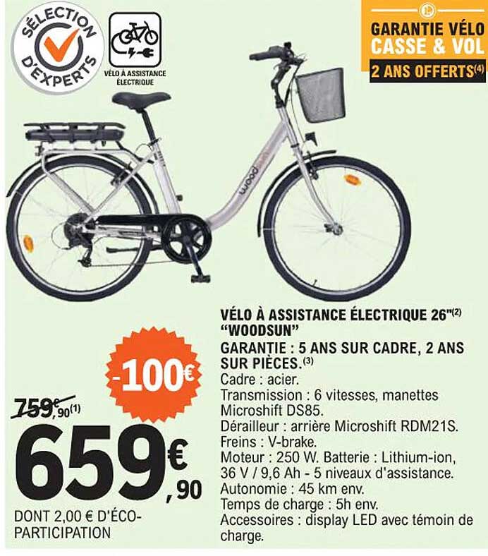 vélo à assistance électrique 26" "woodsun"