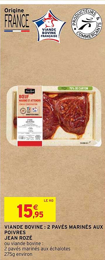 viande bovine : 2 pavés marinés aux poivres jean rozé