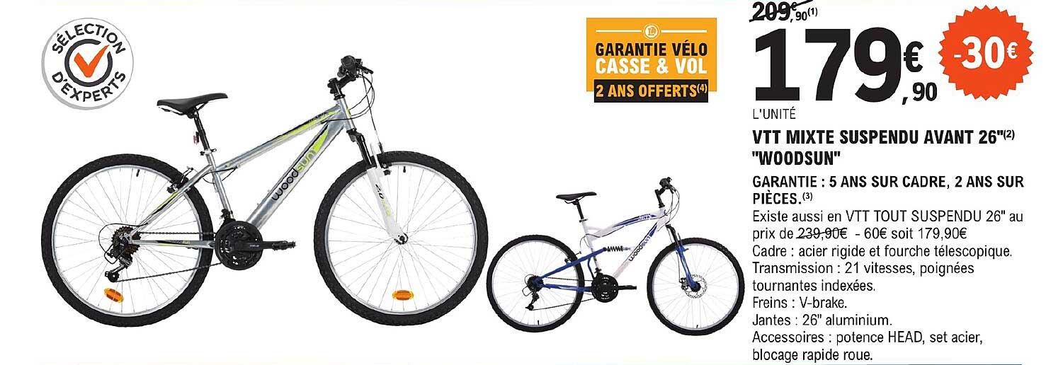 vtt mixte suspendu avant 26" "woodsun"