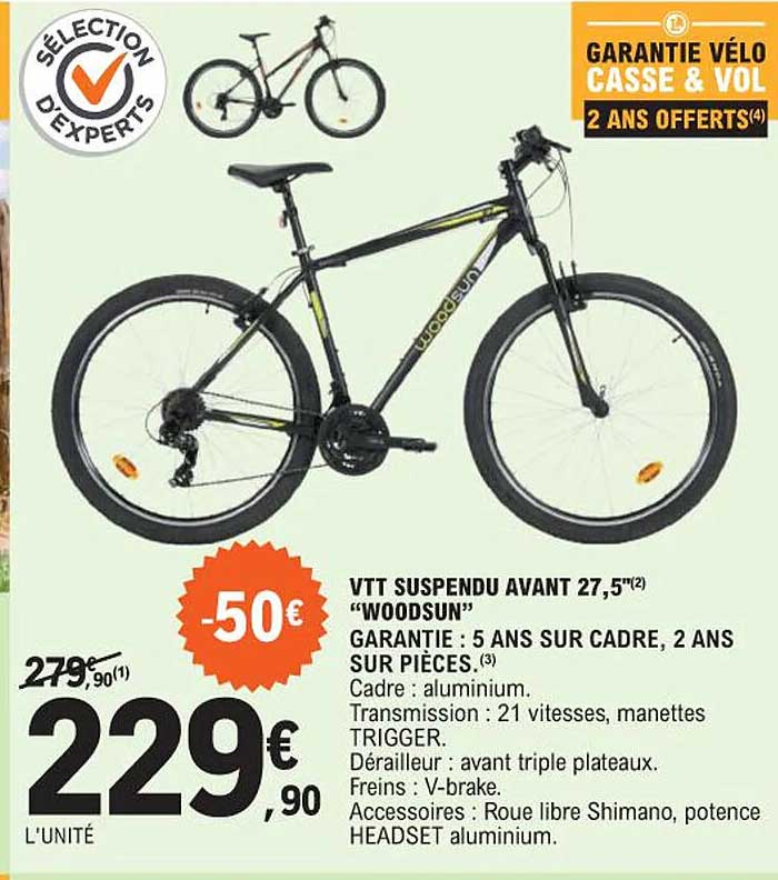 vtt suspendu avant 27,5" "woodsun"