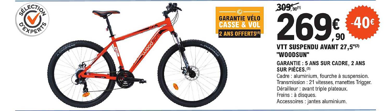 vtt suspendu avant 27,5" "woodsun"