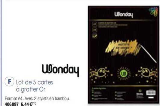 wonday lot de 5 cartes à gratter or