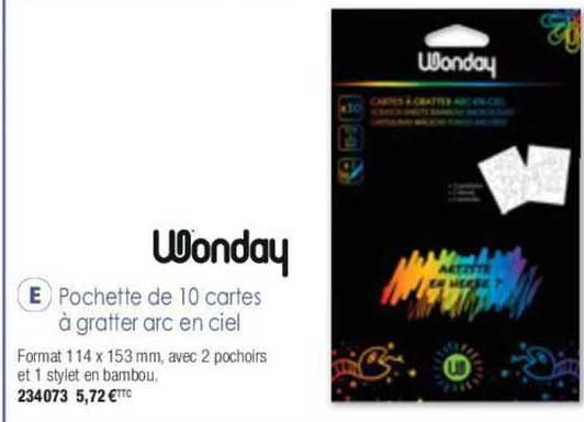 wonday pochette de 10 cartes à gratter arc en ciel