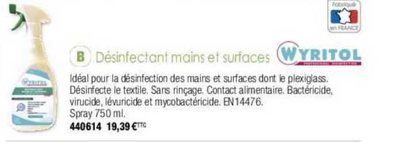 Wyritol Désinfectant Mains Et Surfaces