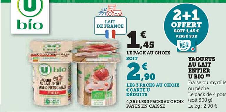 Yaourts Au Lait Entier U Bio