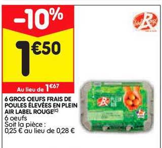 6 gros oeufs frais de poules élevées en plein air label rouge