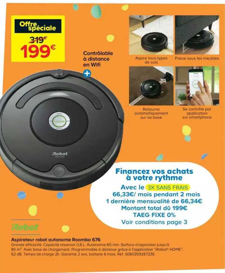 Aspirateur Robot Autonome Rooba 676