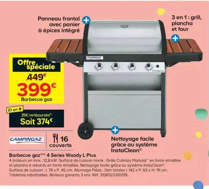 barbecue gaz 4 series woody l plus campingaz