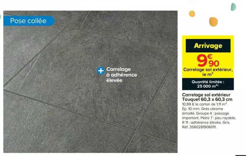 Carrelage Sol Extérieur Touquet 60,3 X 60,3 Cm