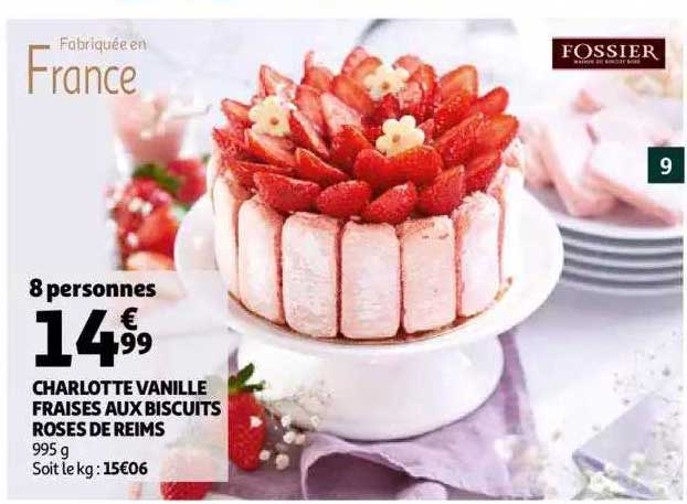 charlotte vanille fraises aux biscuits roses de reims
