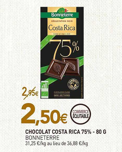 Chocolat Costa Rica 75%-80 g
