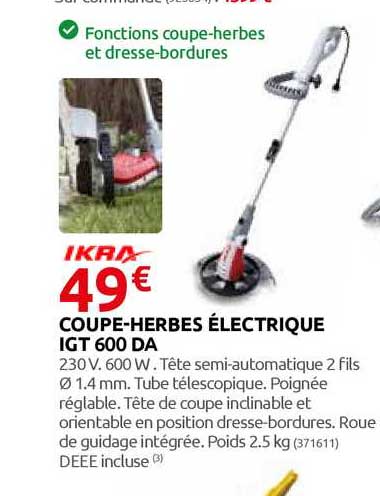 coupe-herbes électrique igt 600 da ikra