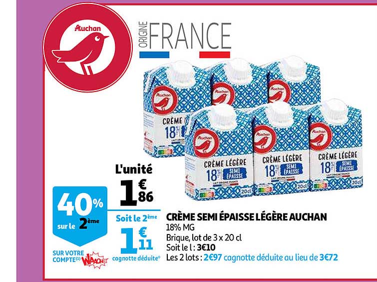 Creme Semi Epaisse Legere Auchan