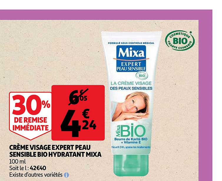 Creme Visage Expert Peau Sensible Bio Hydratant Mixa