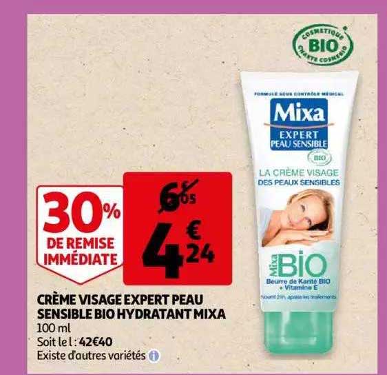 crème visage expert peau sensible bio hydratant mixa